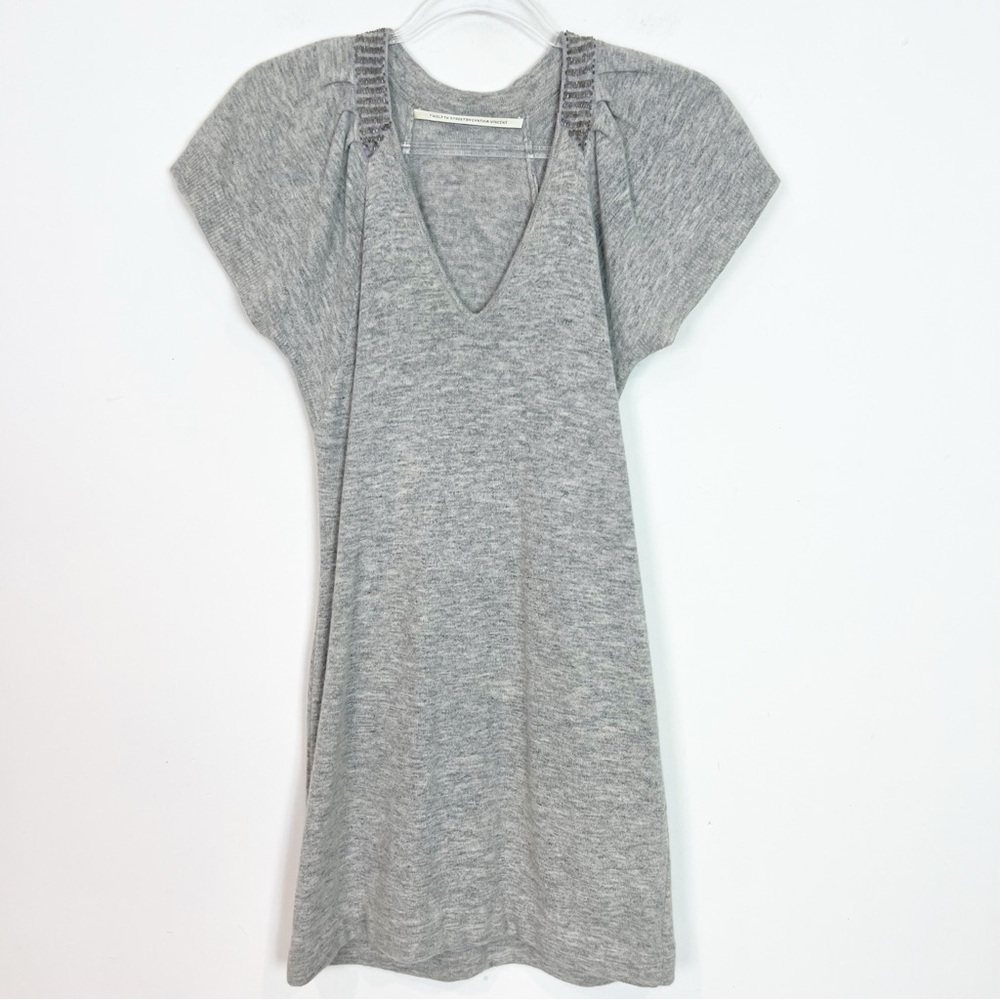 TWELFTH STREET BY CYNTHIA VINCENT GRAY KNIT CAP SLEEVE SHIFT DRESS WOMENS SZ XS